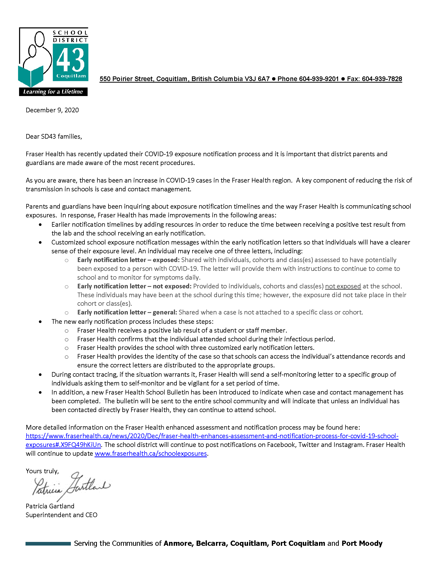 Superintendent's Letter to Families 12-10-2020 - Fraser Health Notification Update.png