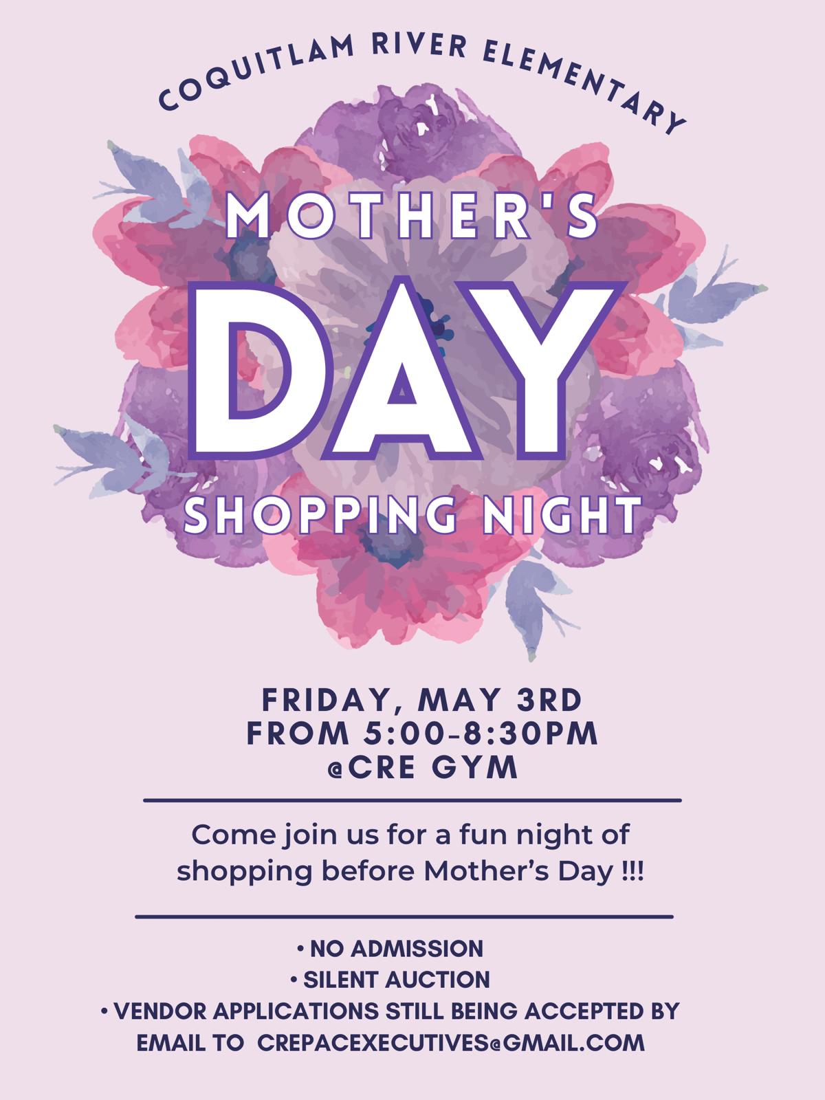 Mother's Day Shopping Night at Coquitlam River Elementary