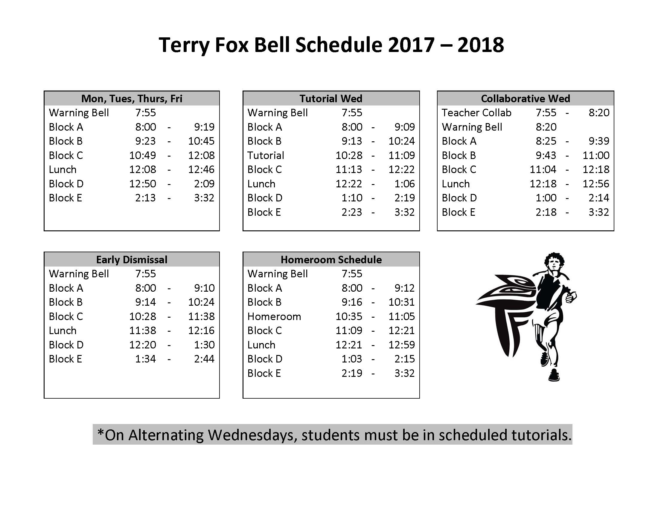 Bell Schedule Terry Fox Secondary School