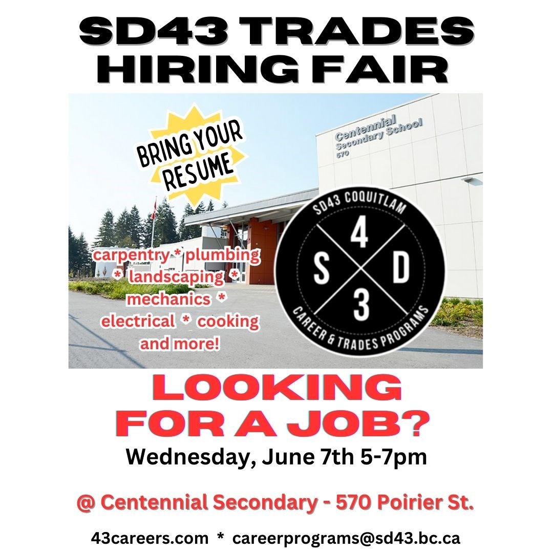 SD43 Trades Hiring Fair June 7th (5-7pm)