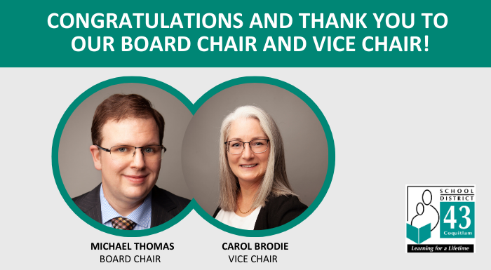 Congratulations and Thank You to our Board Chair and Vice Chair!