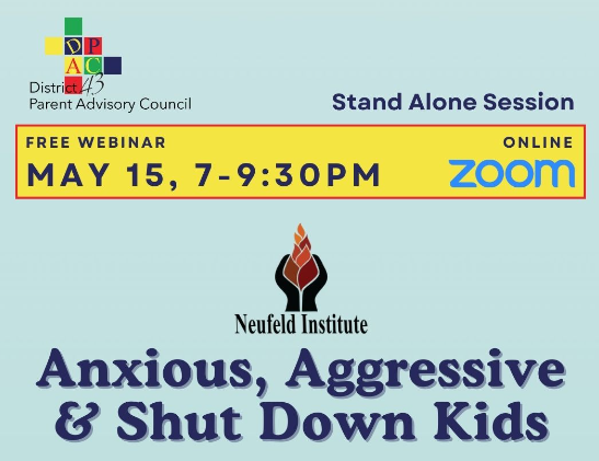 SD43 DPAC Free Webinar: Anxious, Aggressive & Shut Down Kids
