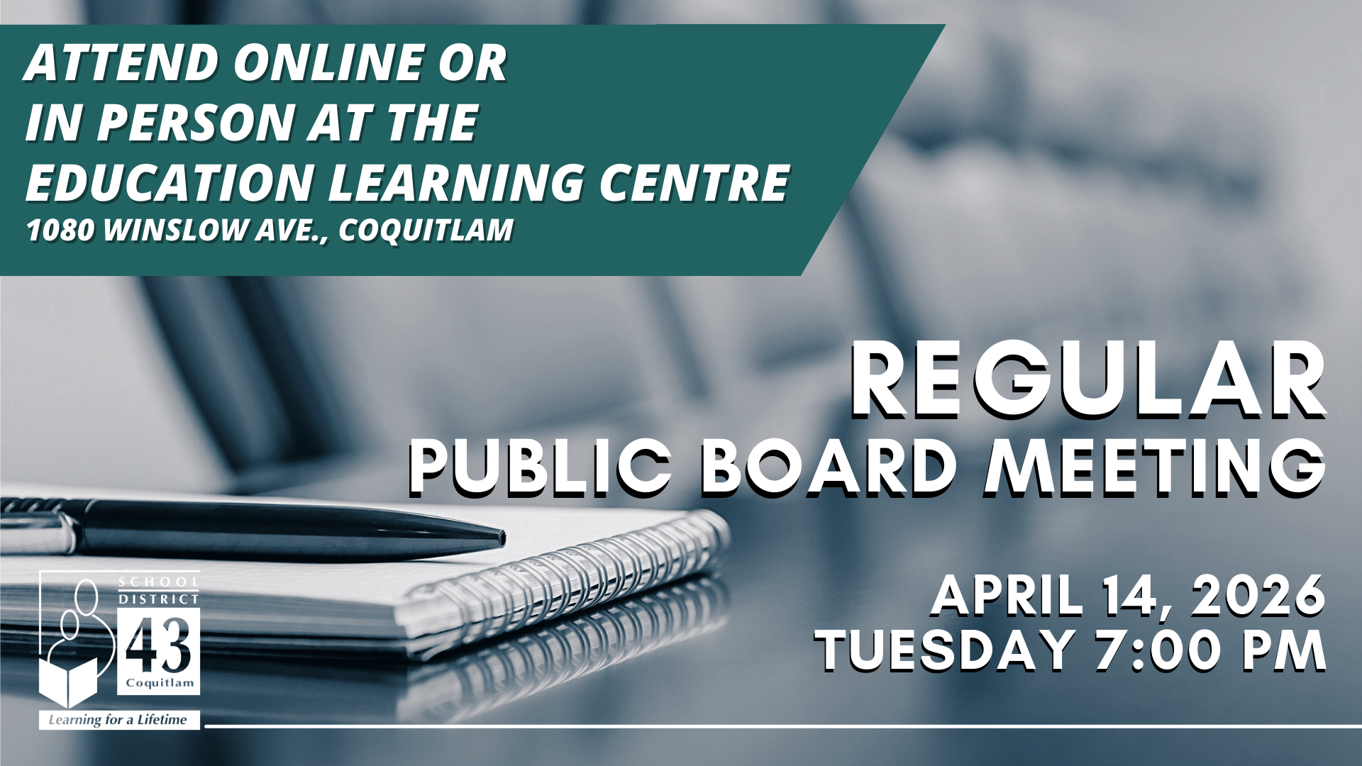 Attend the Regular Public Board Meeting April 14th at 7:00 pm