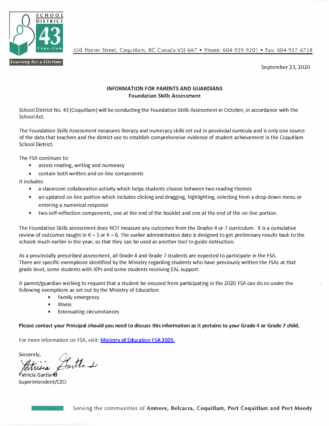 FSA Letter from Superintendent Sept 2020.jpg