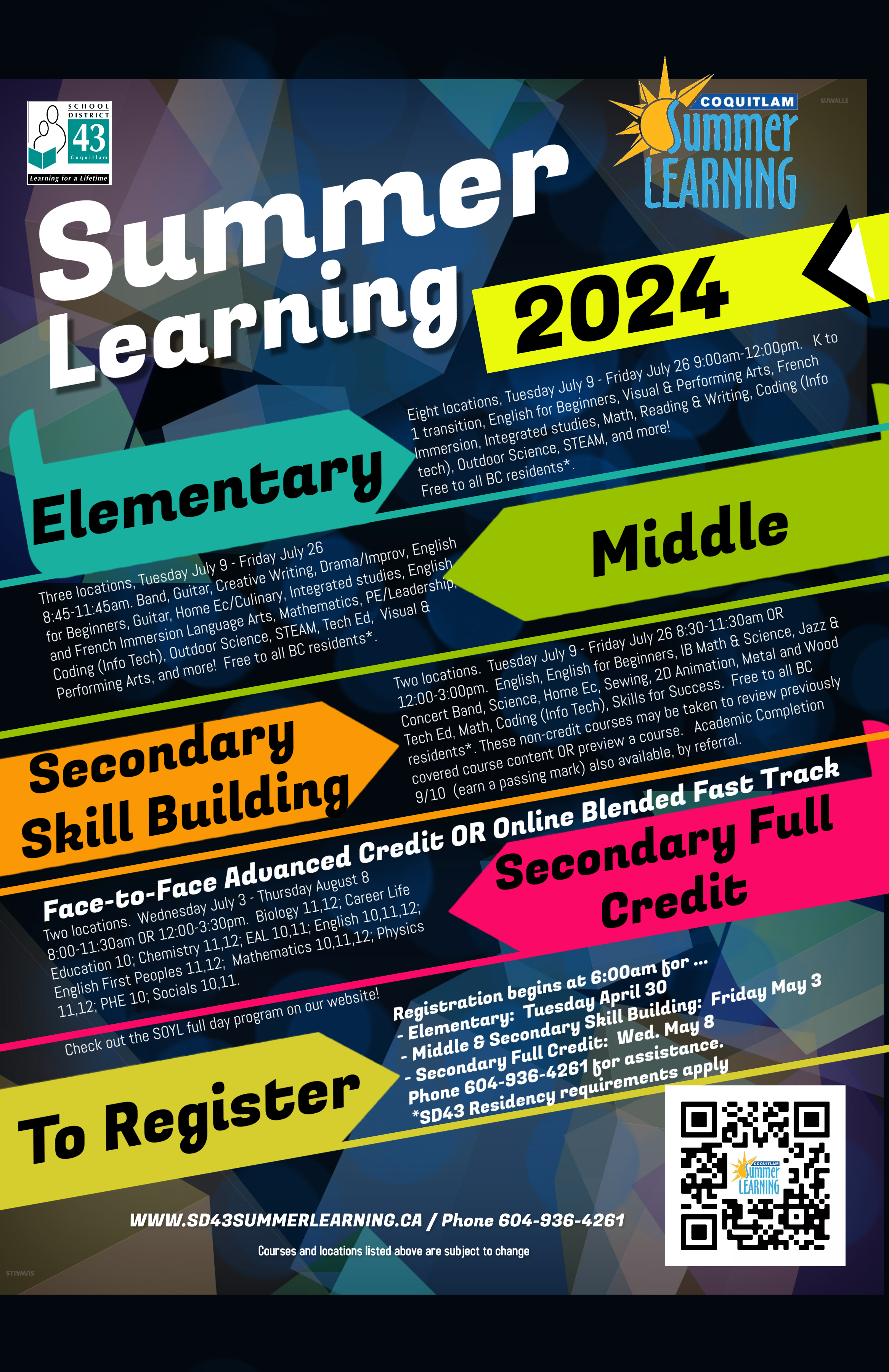 Please see attached poster for 2024 Summer Learning opportunities