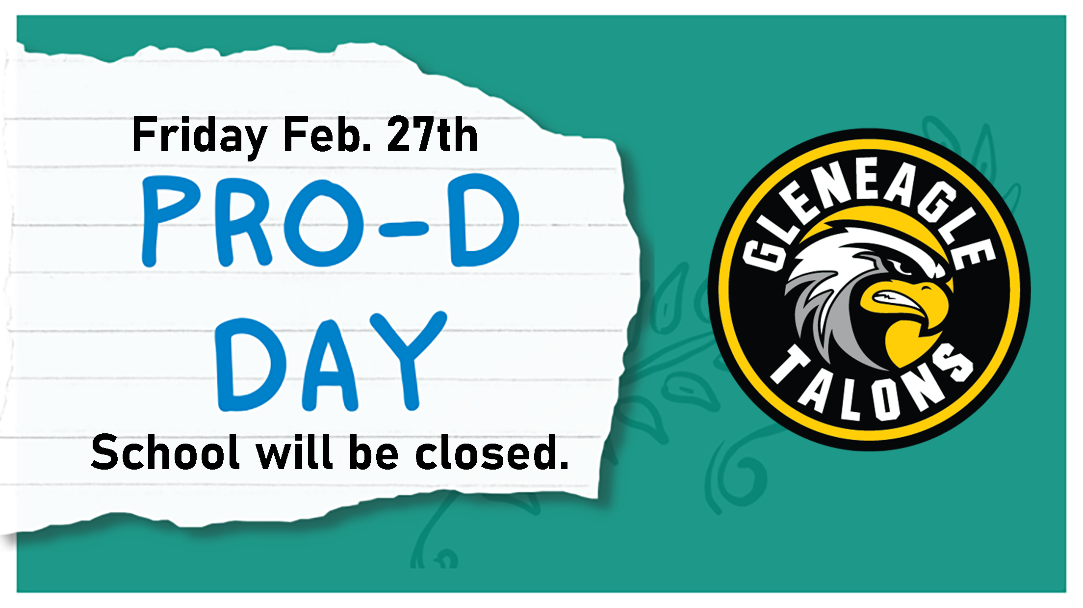 Pro-D Day Feb. 27th (School Closed)