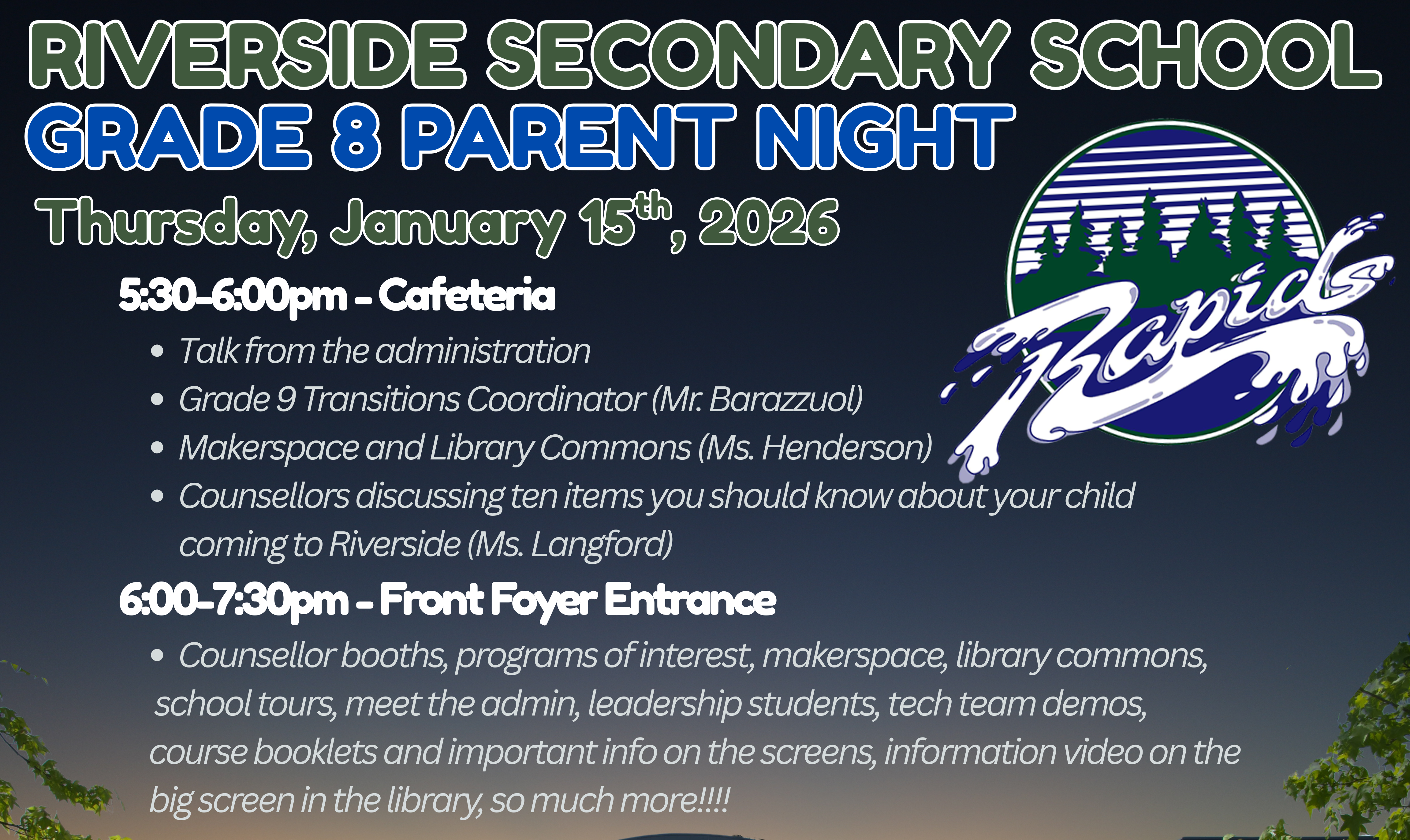 Gr. 8 Parent Night Riverside Secondary