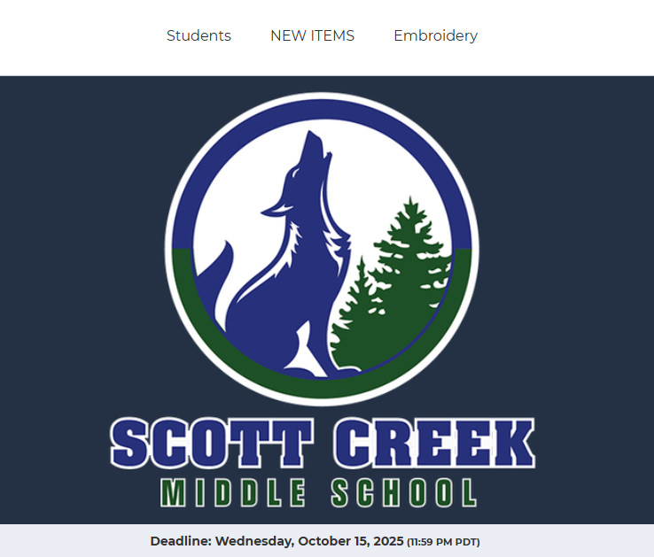 Scott Creek Middle School Clothing Store is now Open